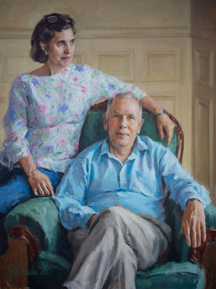 oil portrait of husband and wife